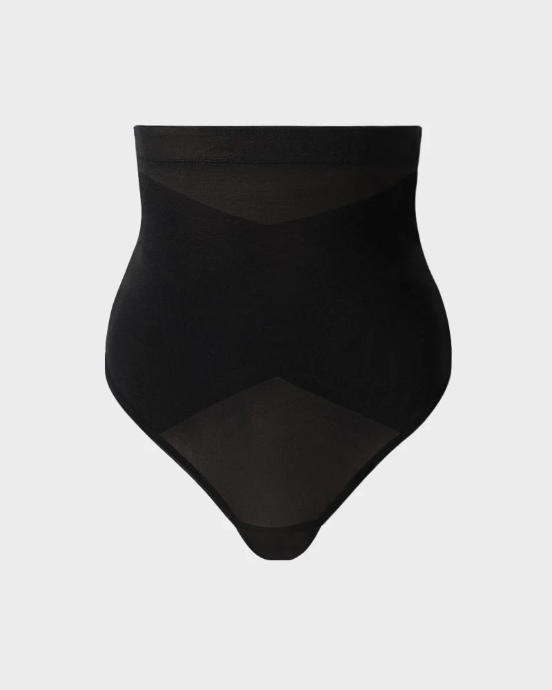 High Waist Criss-Cross Mesh Shaping Thong Panty - Image 10