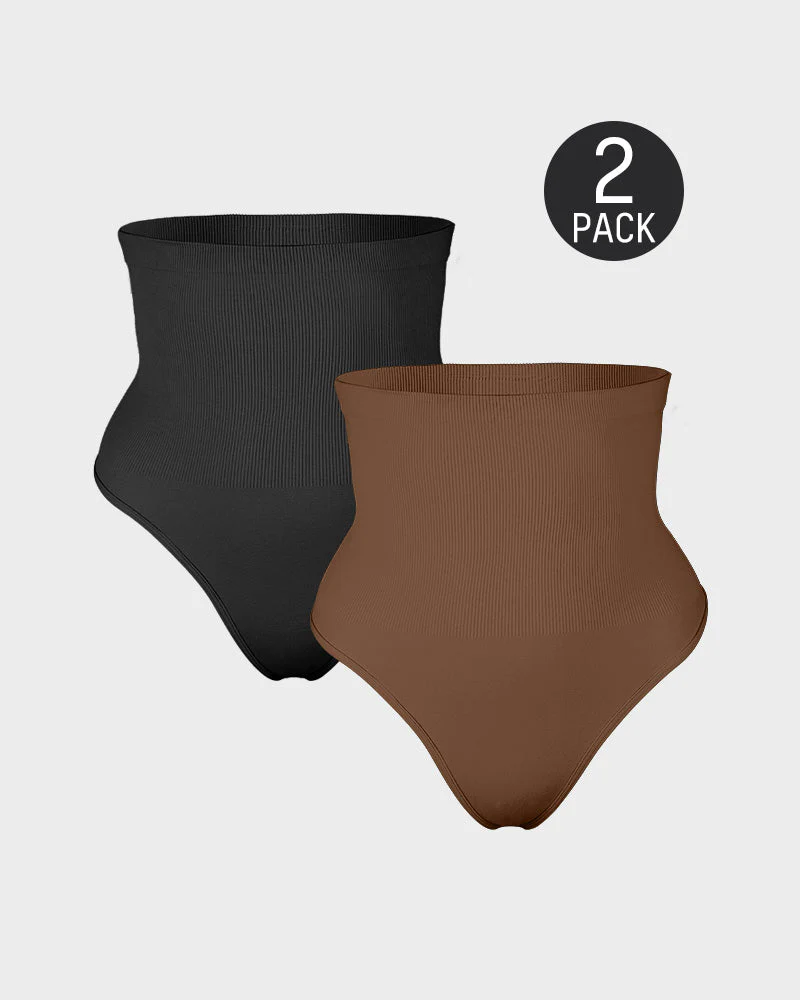 High Waist Tummy Control Thong Panty (2 Pack) - Image 20