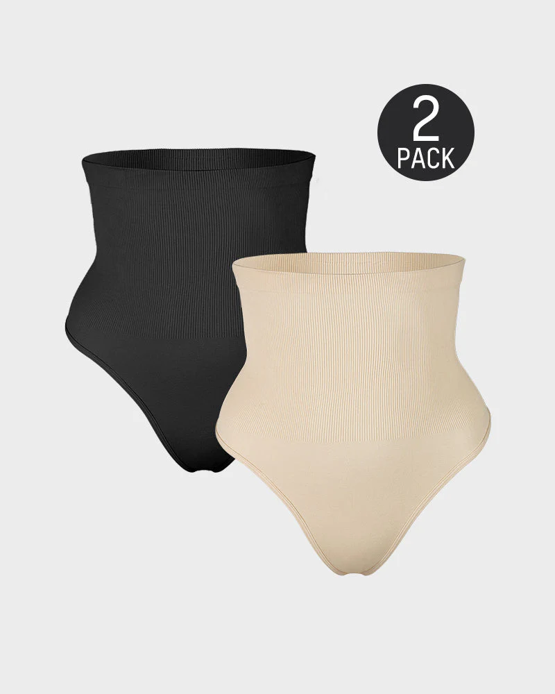 High Waist Tummy Control Thong Panty (2 Pack) - Image 24