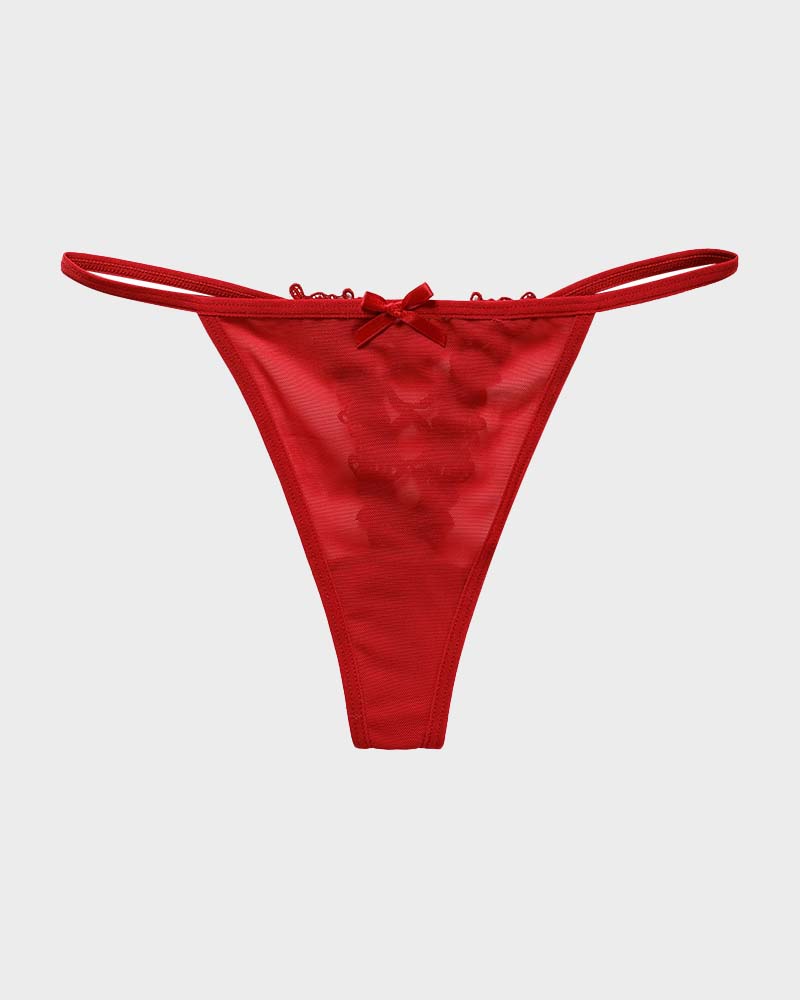 Lace-Trim Mesh V-String Panty - Image 10
