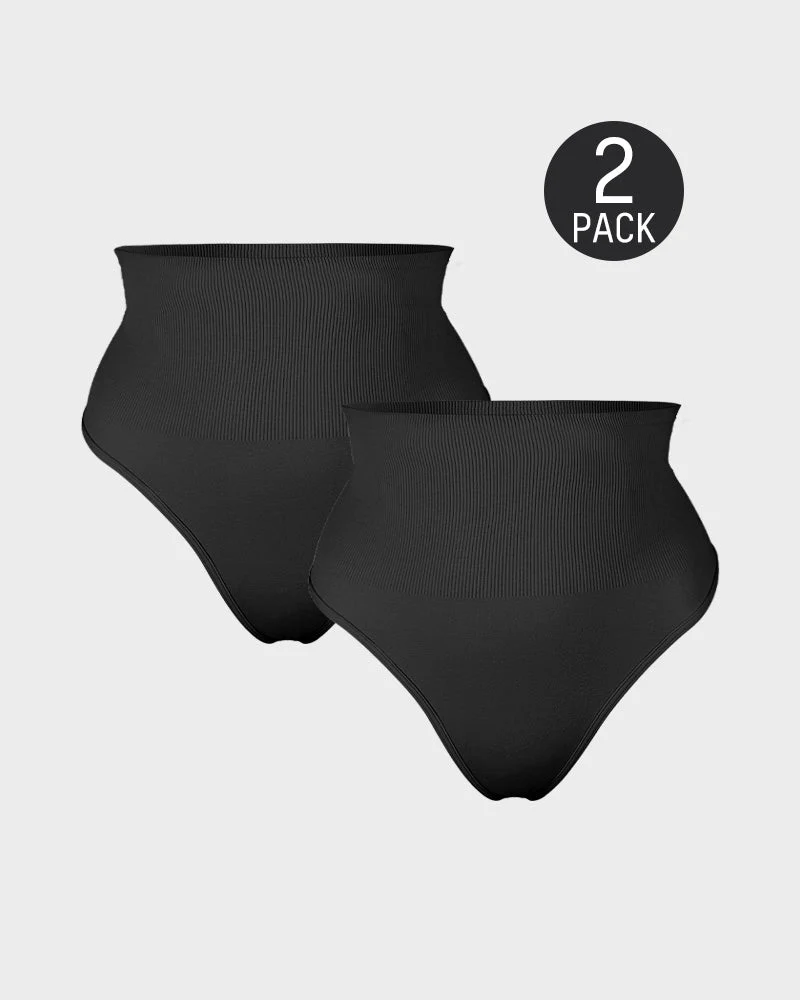 Mid-Waist Tummy Control Thong Panty (2 Pack) - Image 17