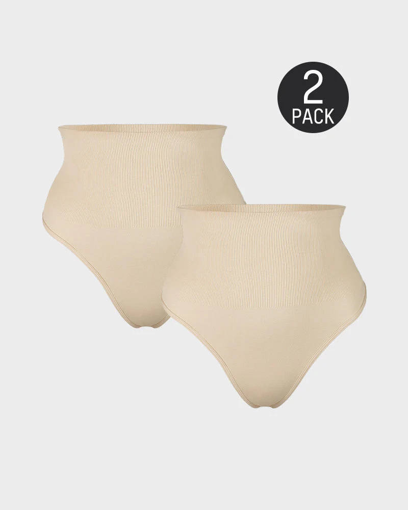 Mid-Waist Tummy Control Thong Panty (2 Pack) - Image 18
