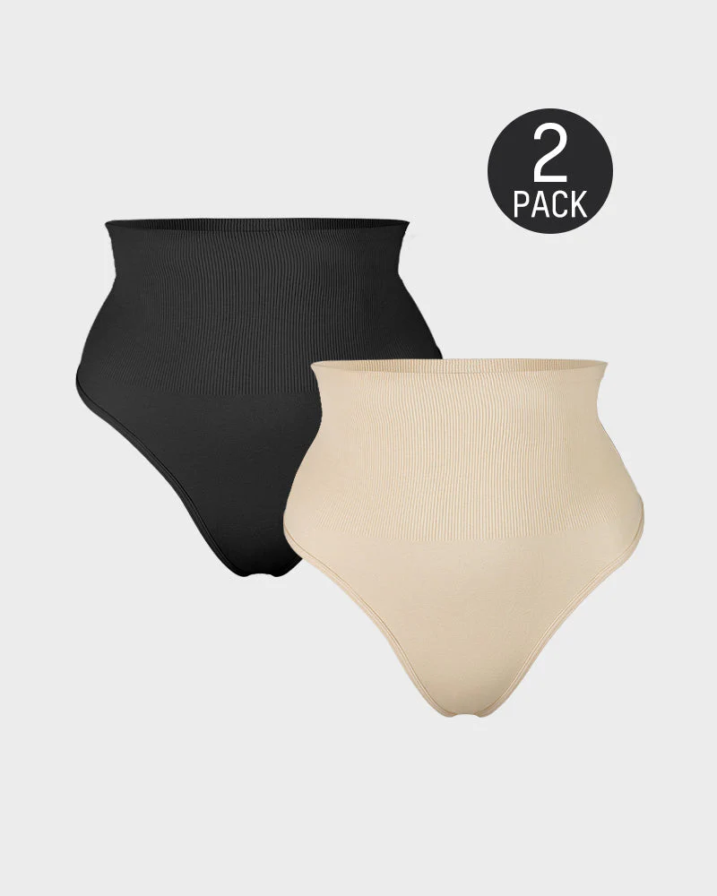 Mid-Waist Tummy Control Thong Panty (2 Pack) - Image 19