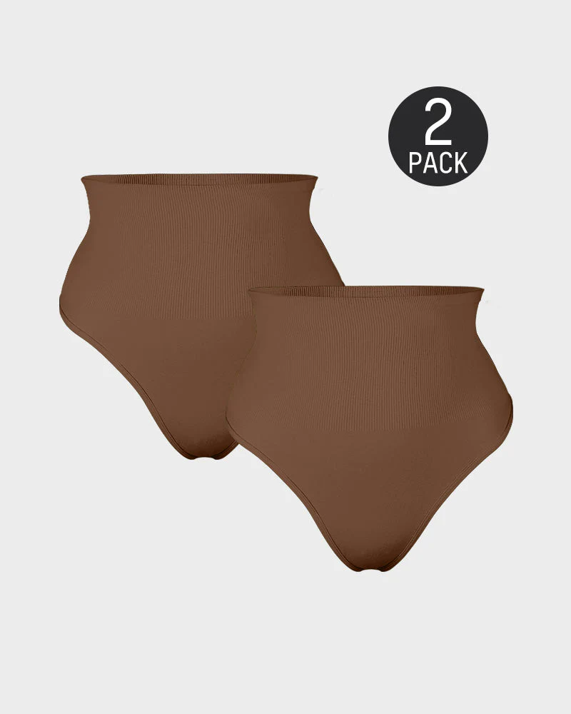 Mid-Waist Tummy Control Thong Panty (2 Pack) - Image 20