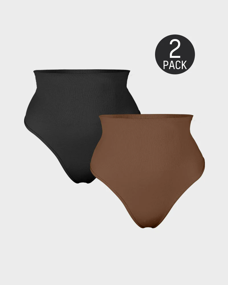 Mid-Waist Tummy Control Thong Panty (2 Pack) - Image 21