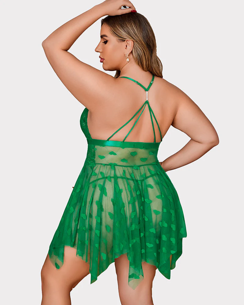 Plus Size Lace Front Slit Nightdress - Image 5