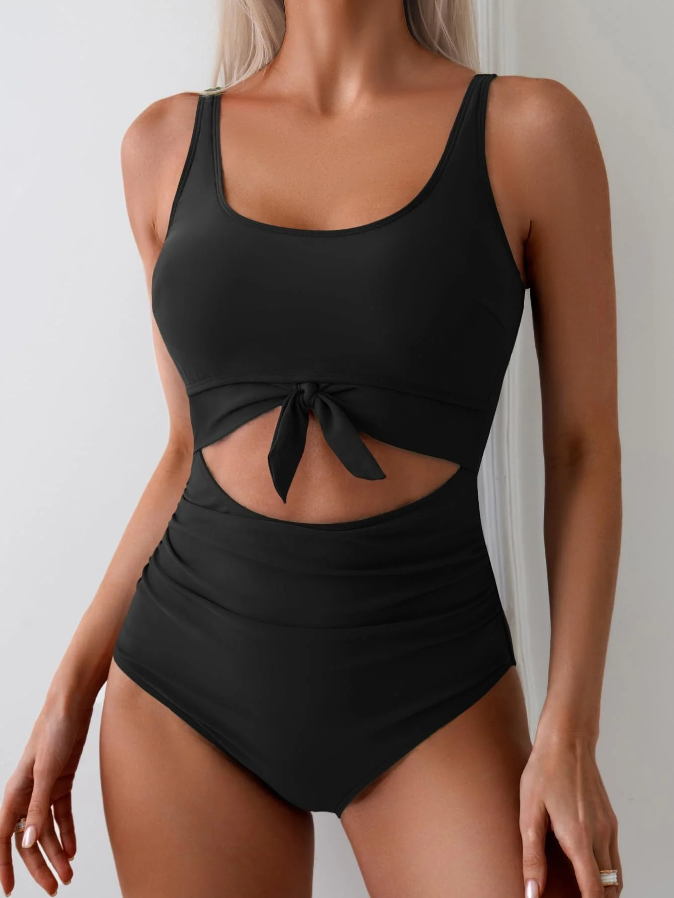 Women's One Piece Tummy Control Cut Out Tie Knot Swimsuit - Image 13